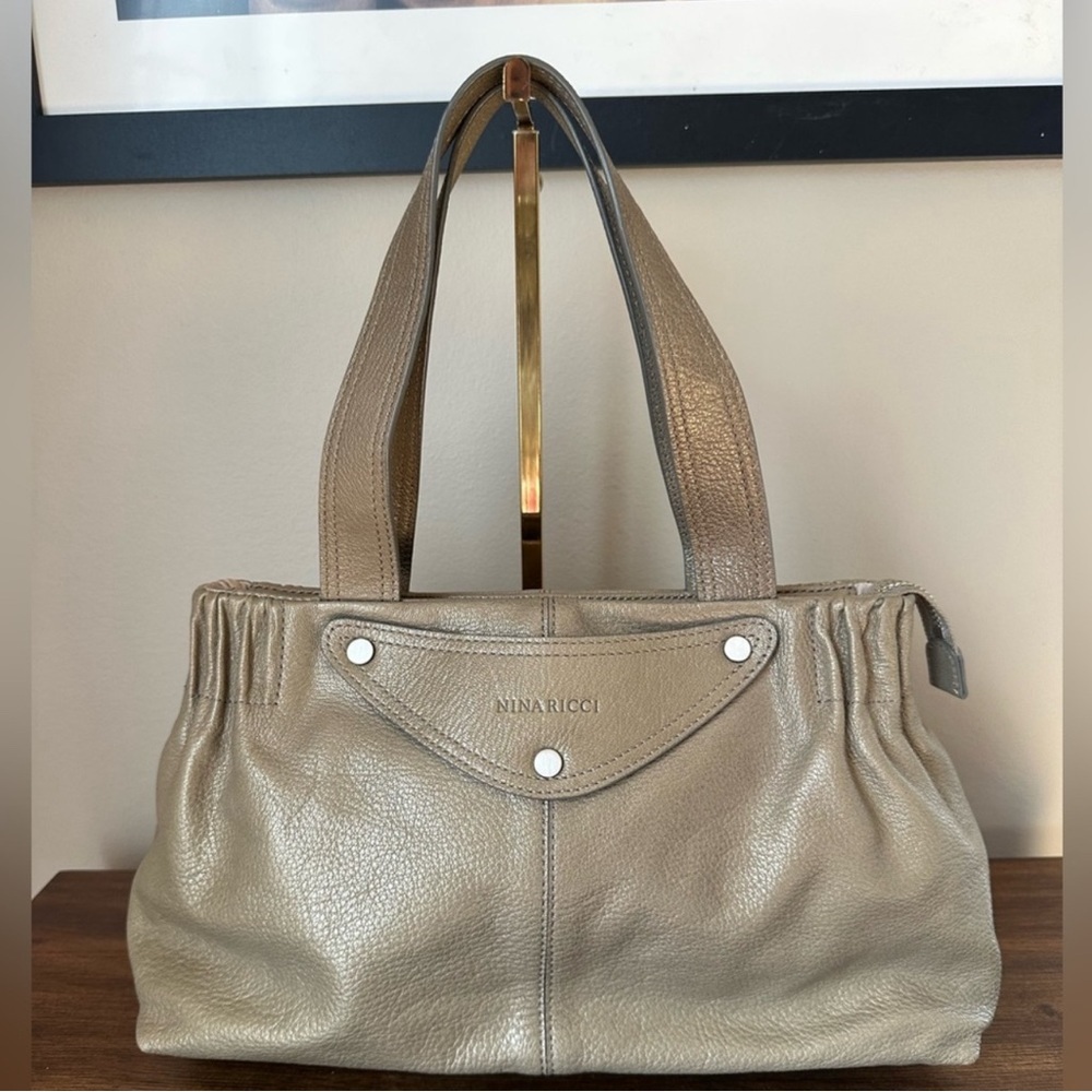 Nina Ricci Taupe Leather Shoulder Bag